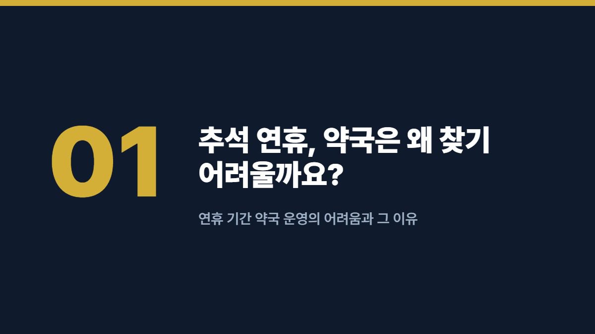 추석 연휴, 약국은 왜 찾기 어려울까요? — 연휴 기간 약국 운영의 어려움과 그 이유