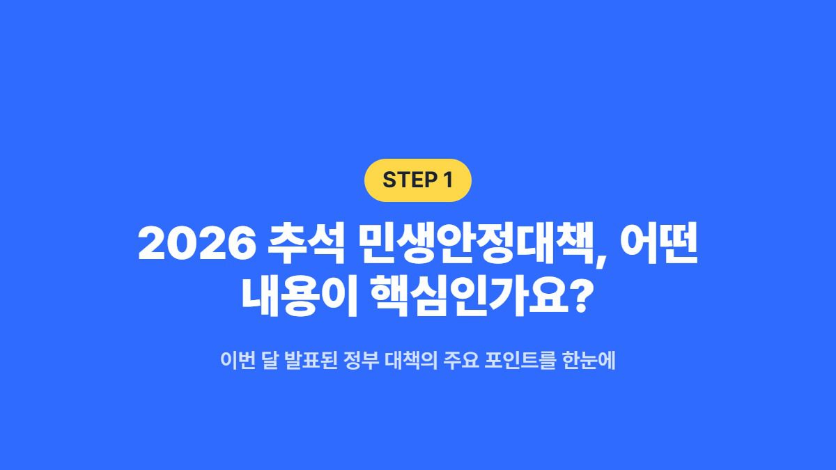 2026 추석 민생안정대책, 어떤 내용이 핵심인가요? — 이번 달 발표된 정부 대책의 주요 포인트를 한눈에