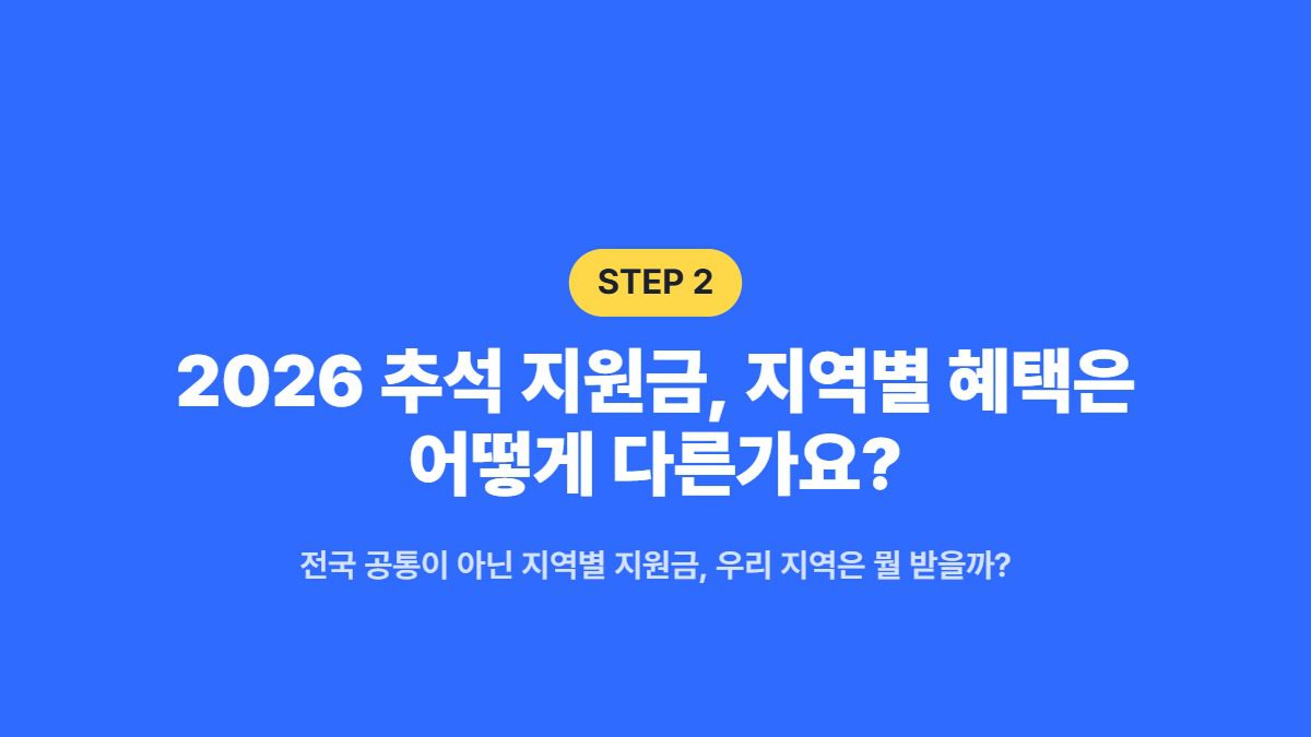 2026 추석 지원금, 지역별 혜택은 어떻게 다른가요? — 전국 공통이 아닌 지역별 지원금, 우리 지역은 뭘 받을까?