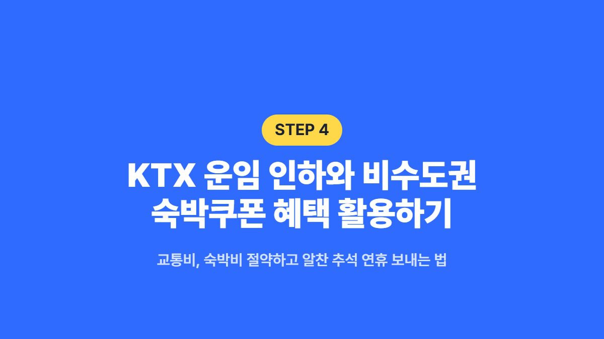 KTX 운임 인하와 비수도권 숙박쿠폰 혜택 활용하기 — 교통비, 숙박비 절약하고 알찬 추석 연휴 보내는 법