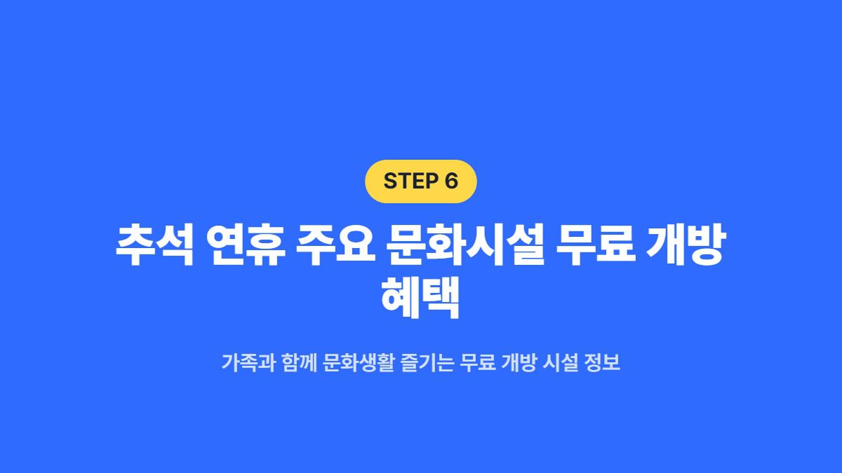 추석 연휴 주요 문화시설 무료 개방 혜택 — 가족과 함께 문화생활 즐기는 무료 개방 시설 정보