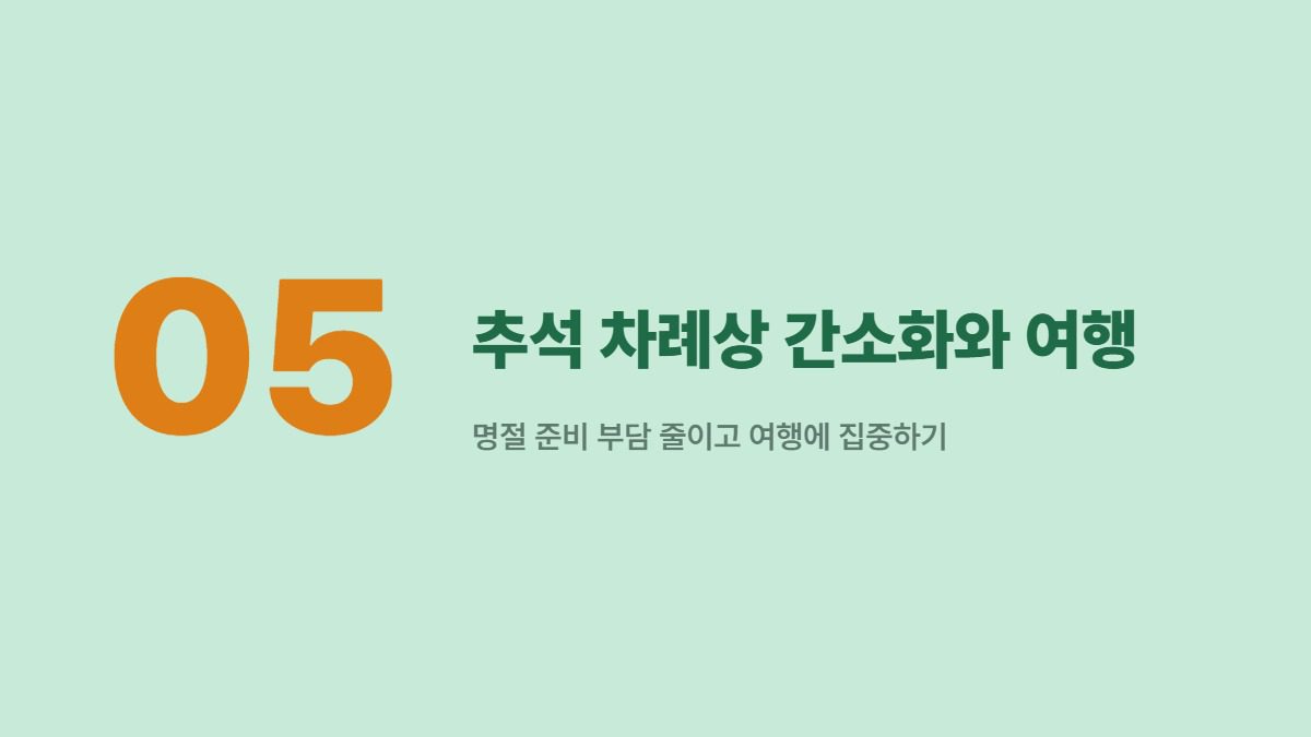 추석 차례상 간소화와 여행 — 명절 준비 부담 줄이고 여행에 집중하기