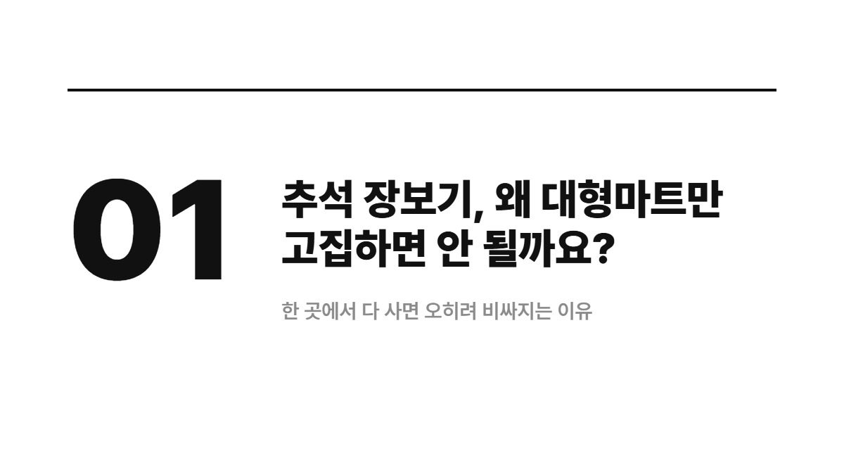 추석 장보기, 왜 대형마트만 고집하면 안 될까요? — 한 곳에서 다 사면 오히려 비싸지는 이유