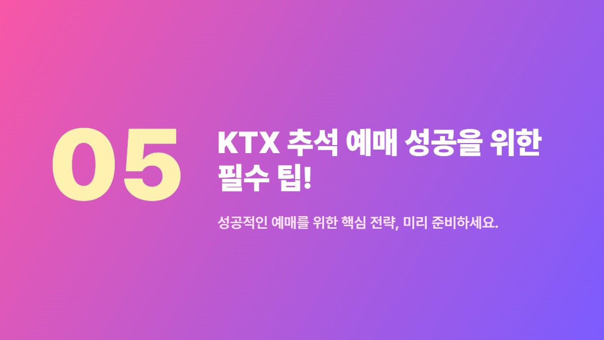 KTX 추석 예매 성공을 위한 필수 팁! — 성공적인 예매를 위한 핵심 전략, 미리 준비하세요.