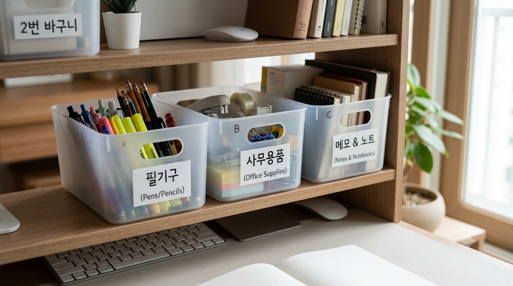 수납도구 및 라벨링을 활용한 고유 위치 지정